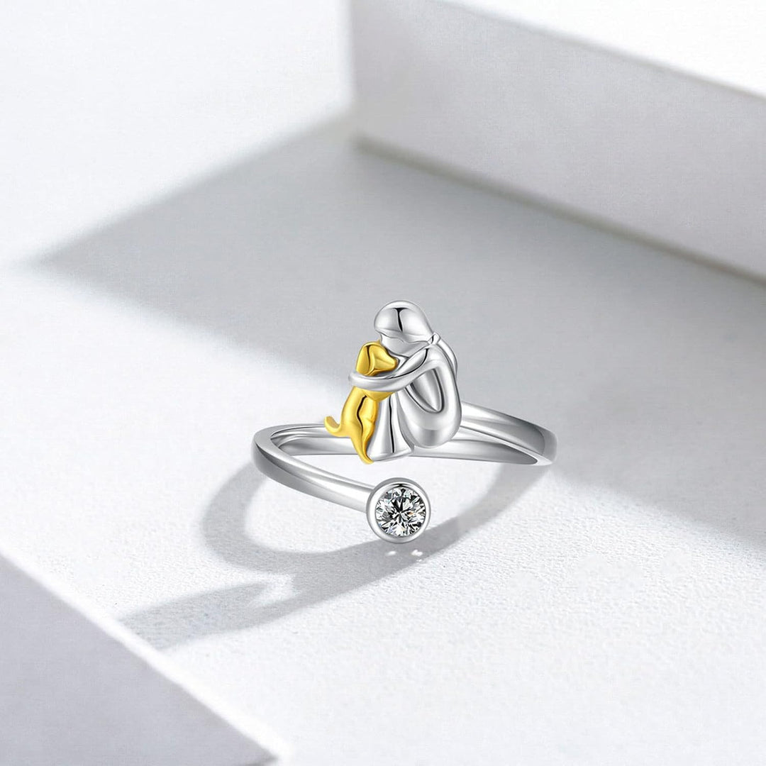 Hund Ring in 925 Sterlingsilber mit Zirkonia