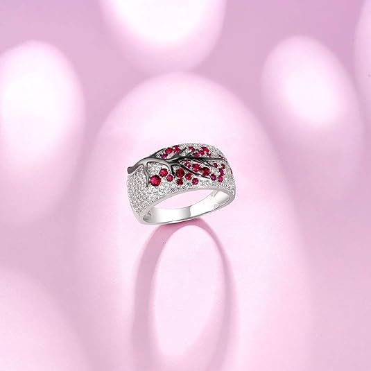 Ruby Blossom Tree Ring | Weißgold