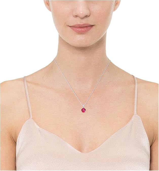 Round Cut Rubin Halskette | Weißgold