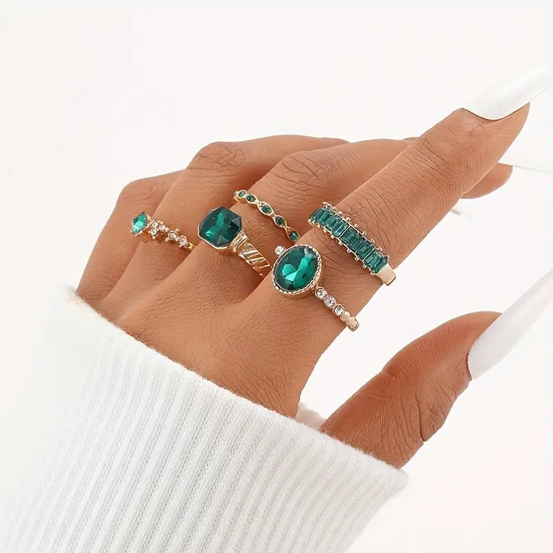 Zarina Exquisites Smaragdring-Set | Gold