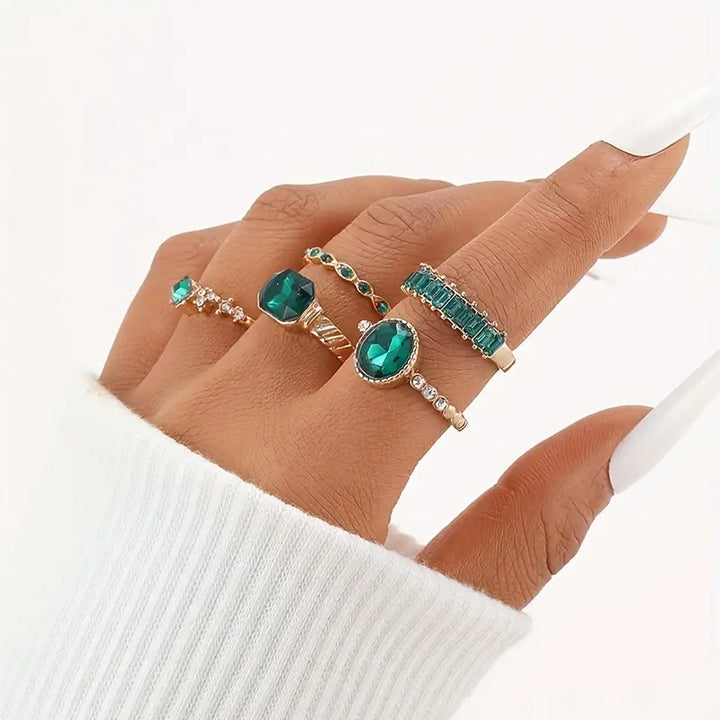 Zarina Exquisites Smaragdring-Set | Gold