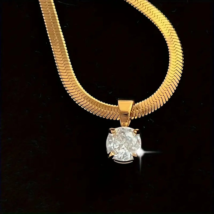 Anhänger Halskette mit Rhinestones Elegant | Gold