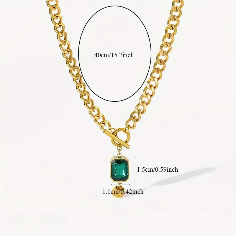 Dicke Kette Smaragd-Anhänger Halskette | Gold