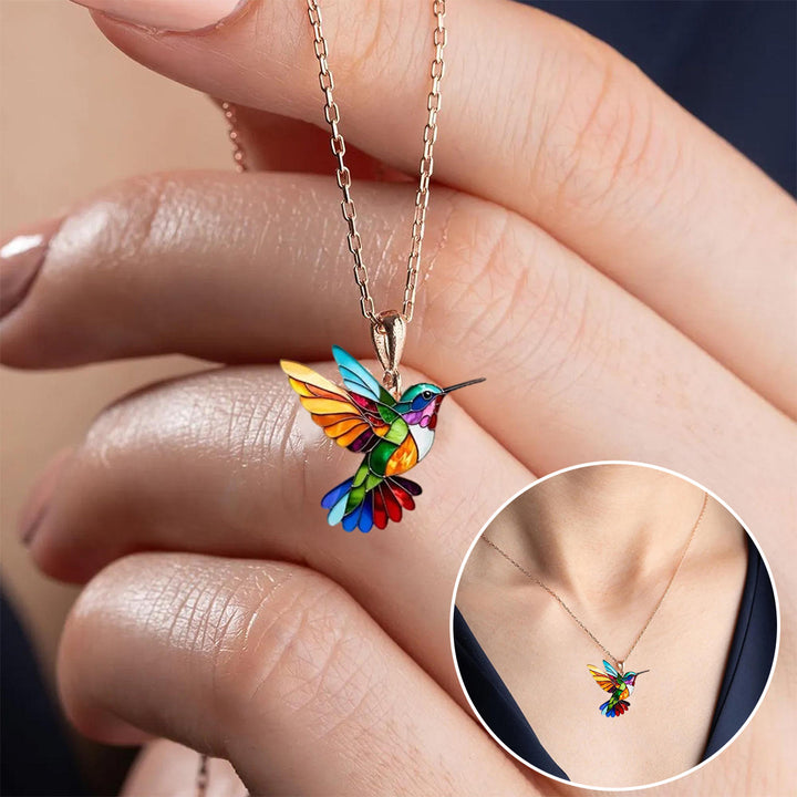 Schöner Kolibri Halskette mit Ohrringen Geschenk