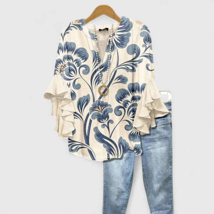 Bluse in Blau und Hellblau
