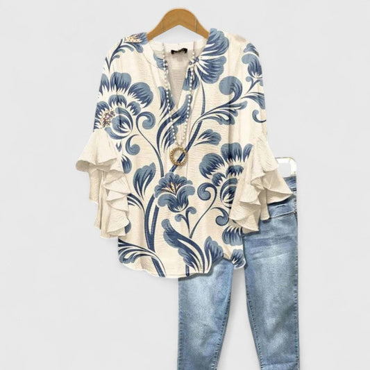 Bluse in Blau und Hellblau