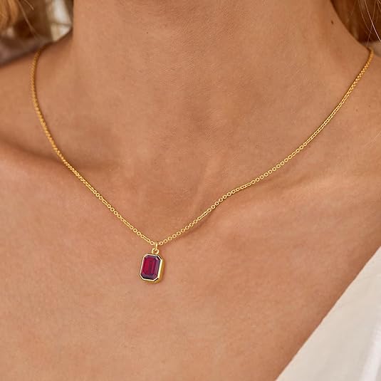 Paperclip Layered Rubin Halskette | Gold