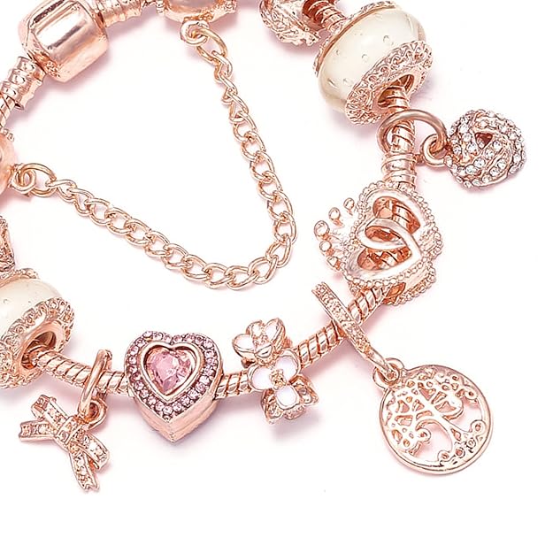 Rosé-Traumfänger-Armband mit Anhängern aus Silber