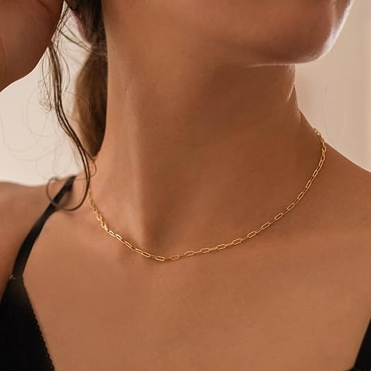 Paperclip Layered Rubin Halskette | Gold