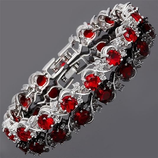Ruby Vine Tennis Armband | Weißgold