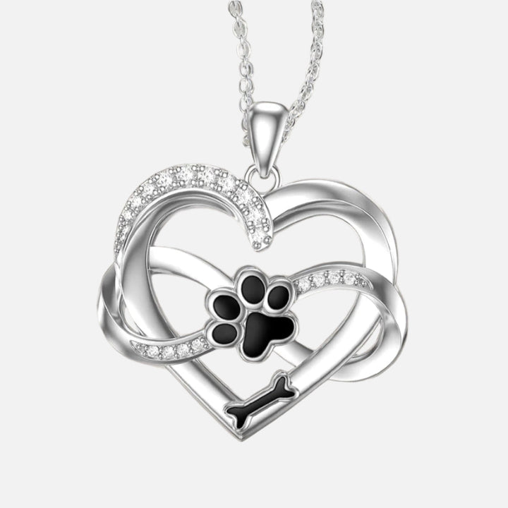 Unendlich Herz und Pfoten Halskette in 925 Sterlingsilber mit Zirkonia