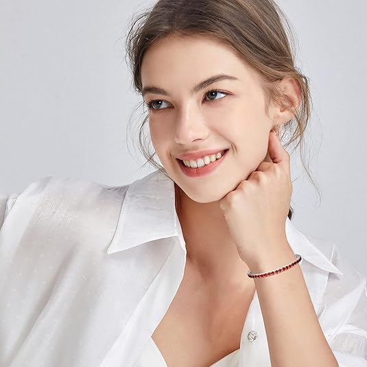 Ruby Tennis Armband | Weißgold