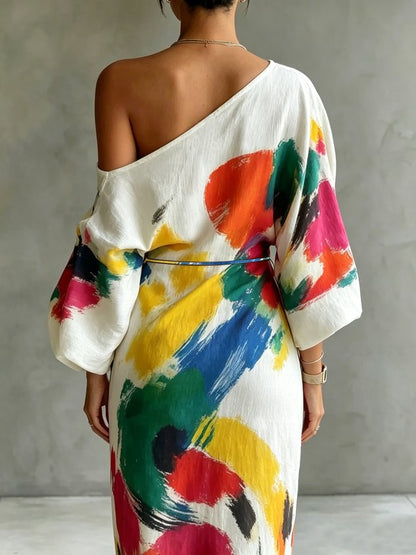 Maxikleid in Weiss und Gelb - Ansicht 4