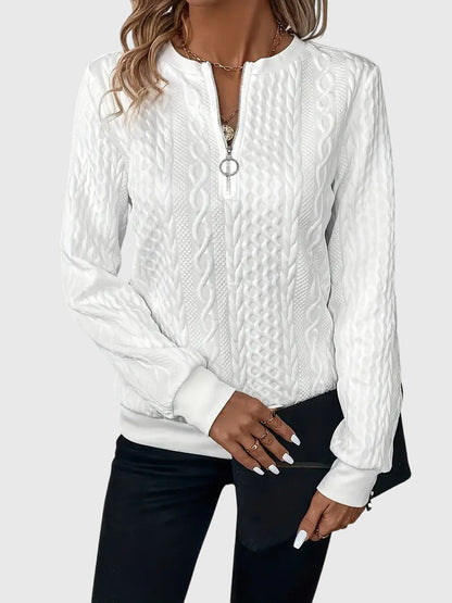 Strickpullover mit Reissverschluss in White Black Zipper - Ansicht 4