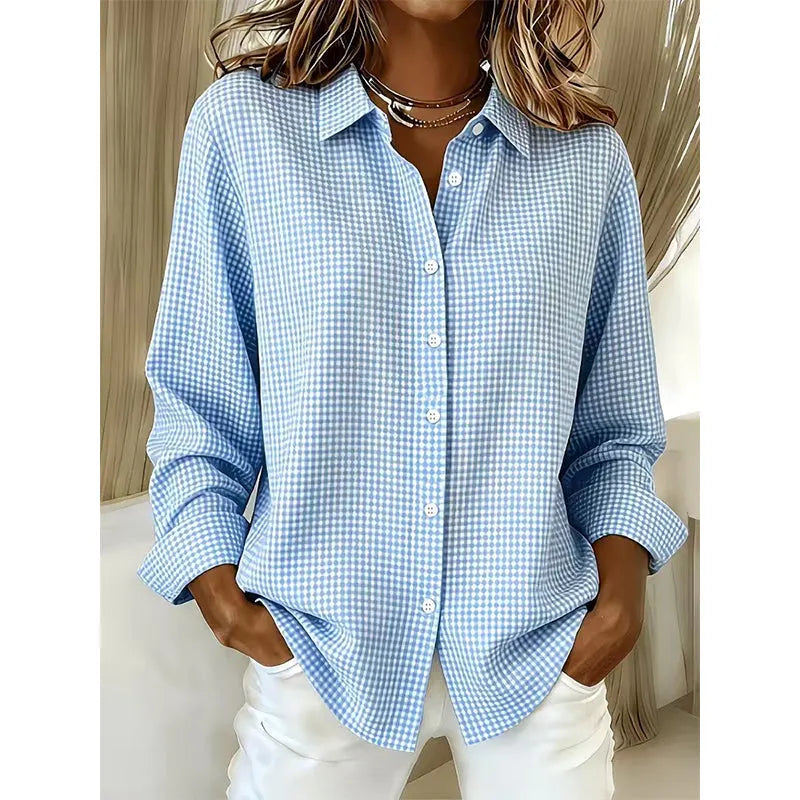 Bluse mit Knopfleiste in Hellblau - Ansicht 2
