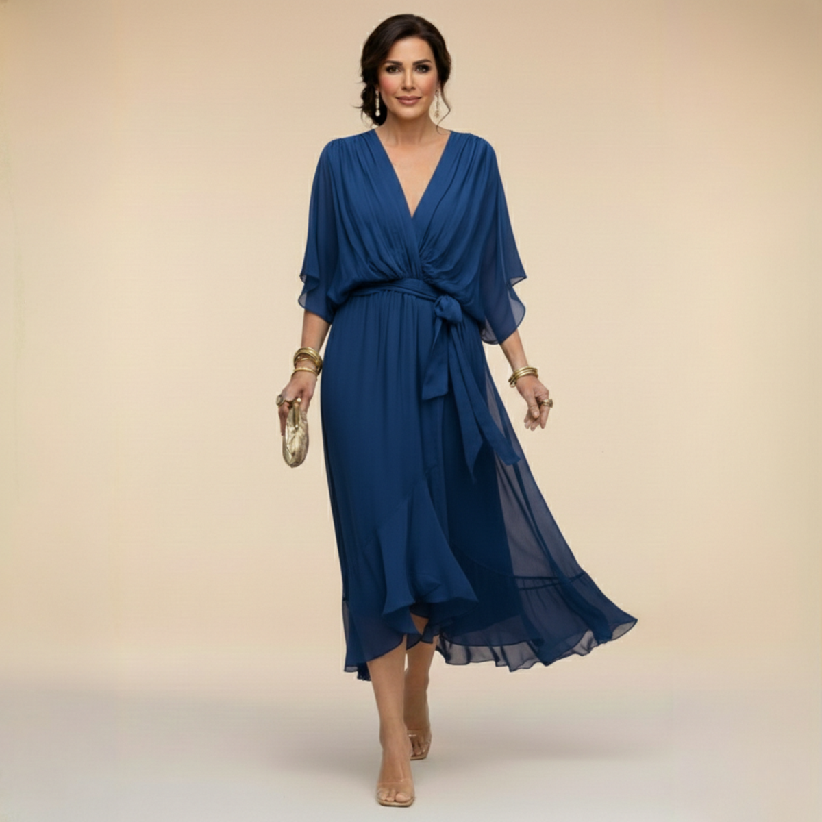 Kleid aus Chiffon mit V-Ausschnitt - Ansicht 3