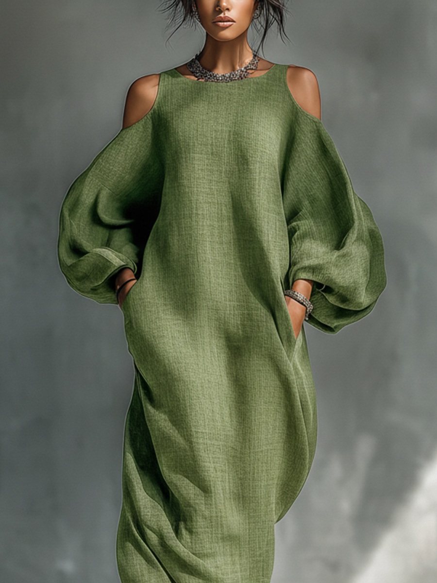 Maxikleid mit Taschen und Puffärmeln für Damen - Ansicht 4