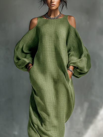 Maxikleid mit Taschen und Puffärmeln für Damen - Ansicht 4
