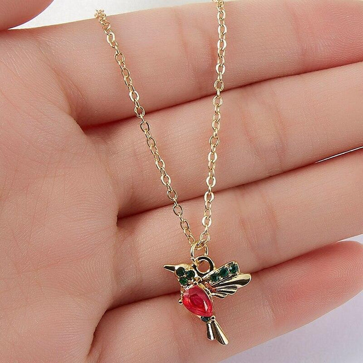 Collier colibri émail et oxyde de zirconium
