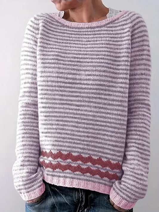 Strickpullover in Rosa und Blau