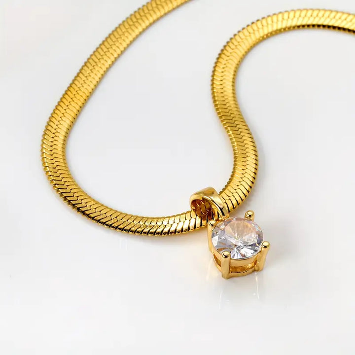 Anhänger Halskette mit Rhinestones Elegant | Gold