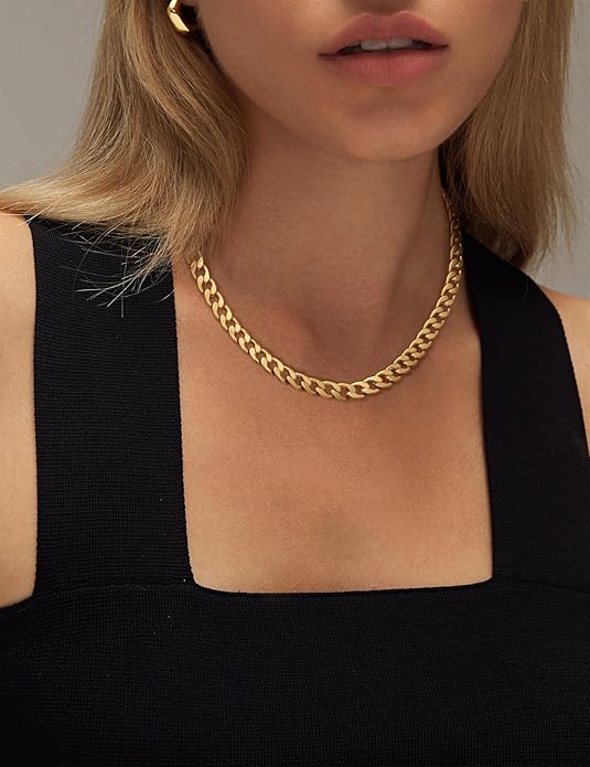Dicke Halskette mit Kubanischen Gliedern | Gold