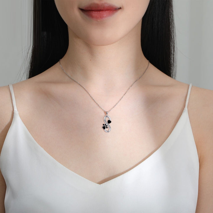 Unendlich Symbol Halskette mit Herzen und Pfotenabdruck