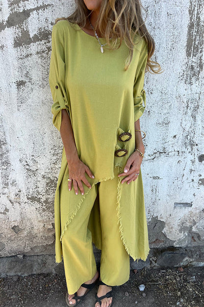 Zweiteiler aus Polyester mit asymmetrischem Schnitt und Langarm - Ansicht 2