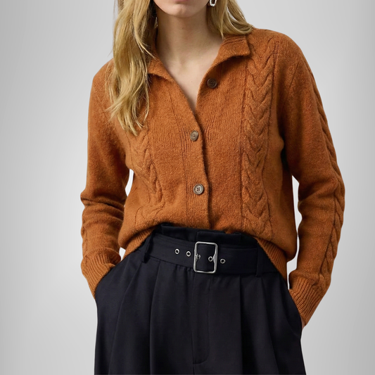 Strickjacke aus Kaschmirmix mit Zopfmuster