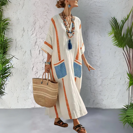 Kleid mit V-Ausschnitt in Maxilänge