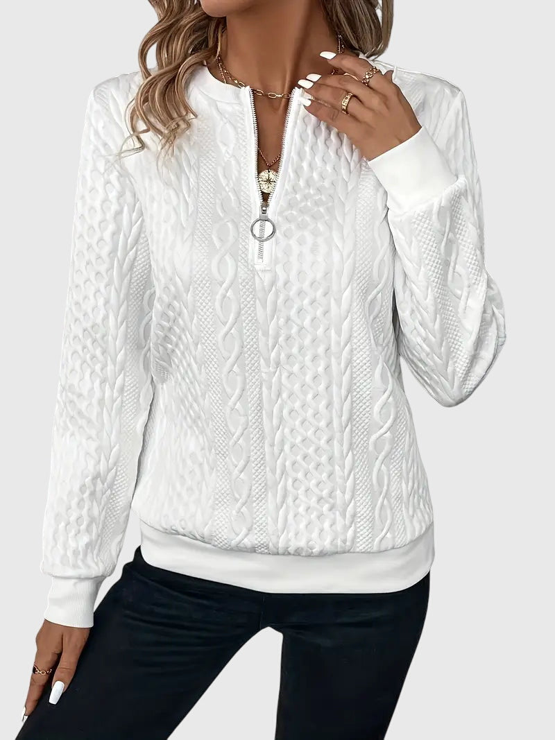 Strickpullover mit Reissverschluss in White Black Zipper - Ansicht 6