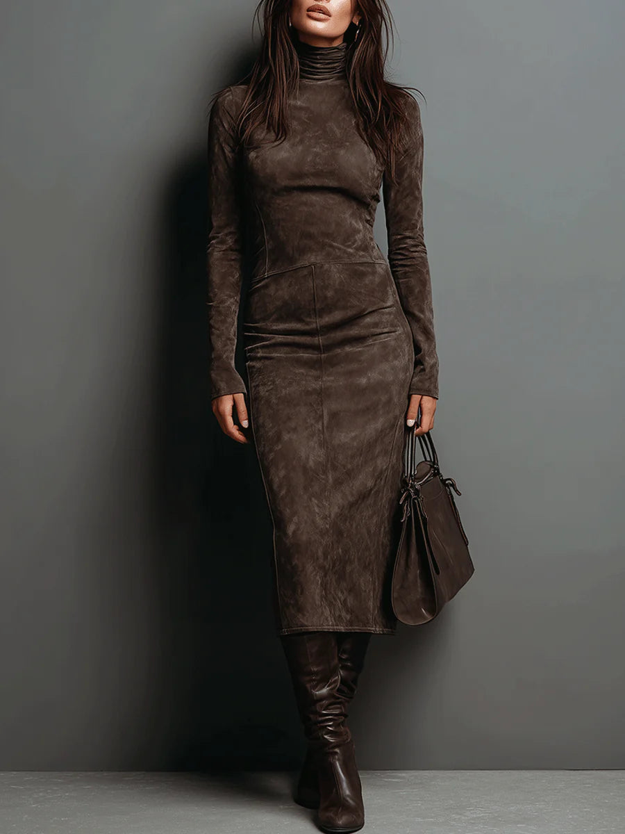 Midikleid in Kaffeebraun