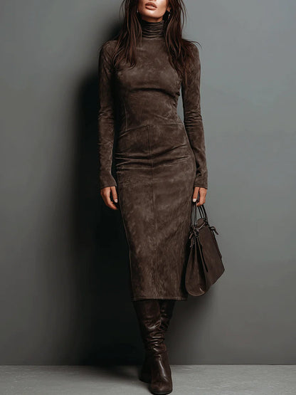 Midikleid in Kaffeebraun