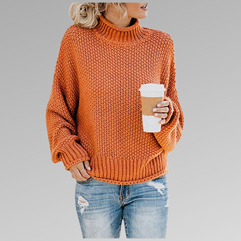 Strickpullover in Orange und Grün