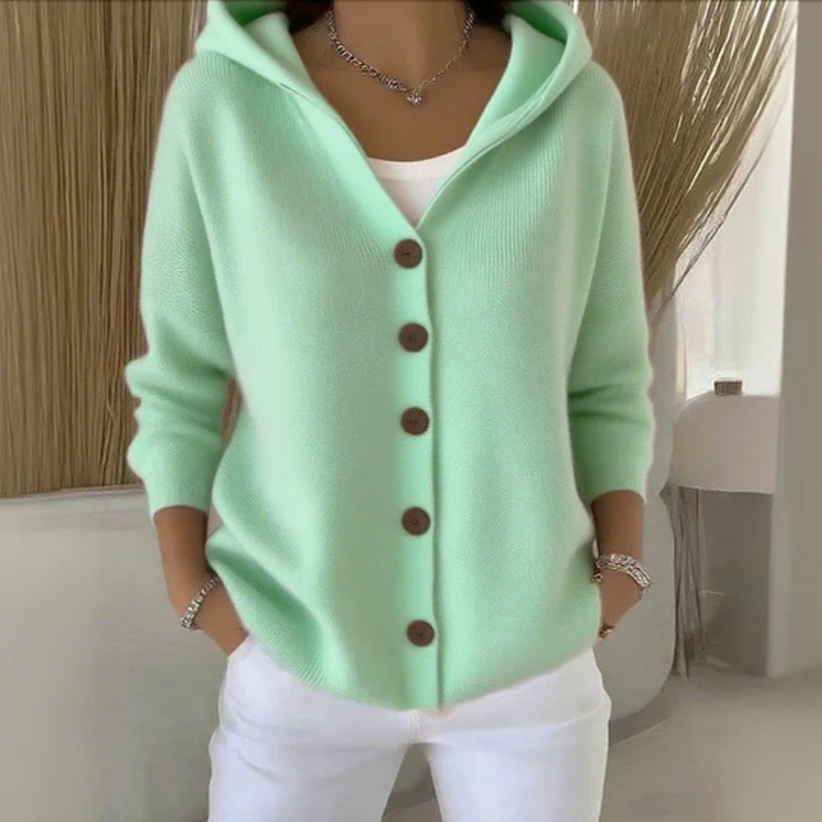 Strickjacke in Gelb und Rosa - Ansicht 4