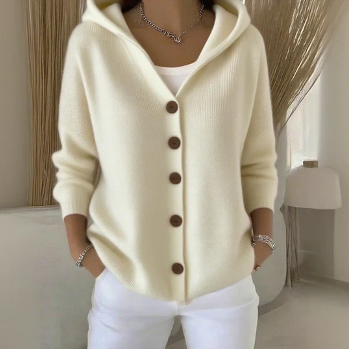Strickjacke in Gelb und Rosa - Ansicht 3