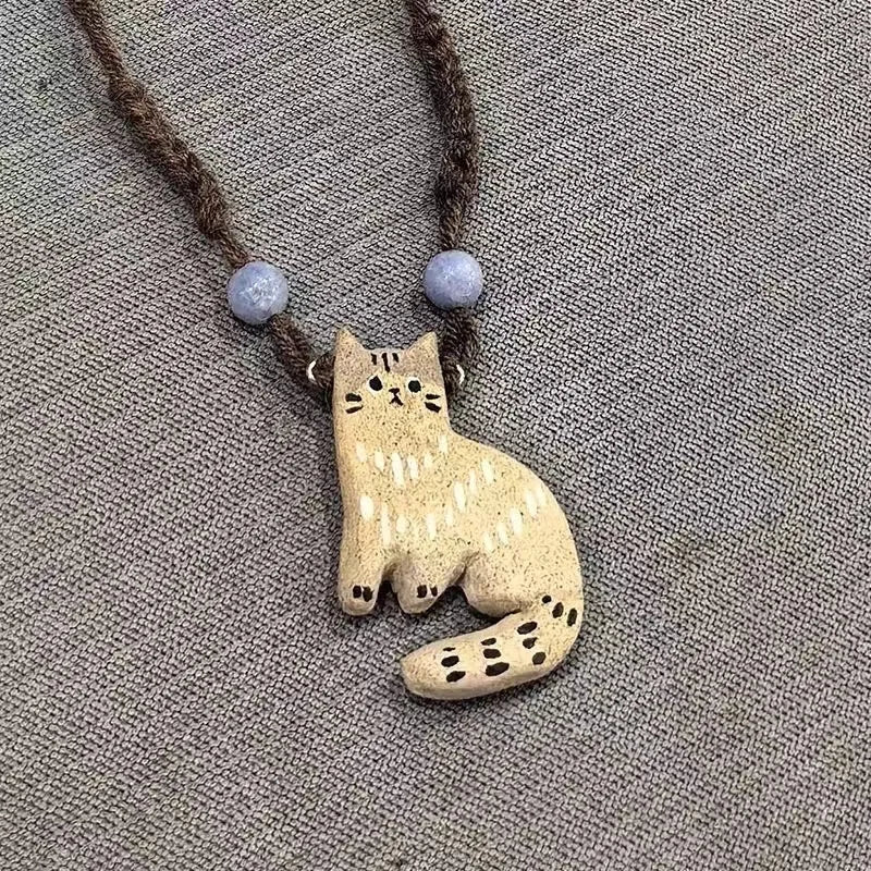 Vintage Katzen Stern Anhänger Halskette