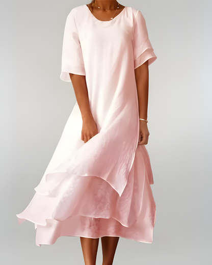 Maxikleid in Rosa und Blau und Gelb