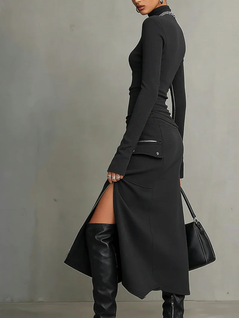 Rollkragenpullover mit Rollkragen und Reissverschluss und Taschen - Ansicht 2