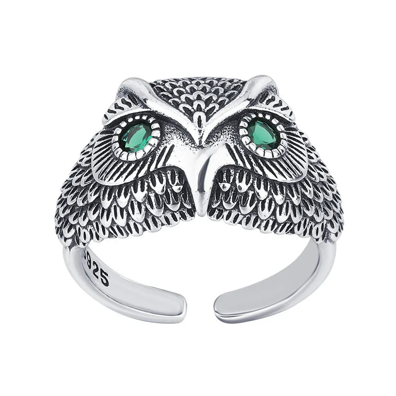 Eulen Ring in Sterlingsilber