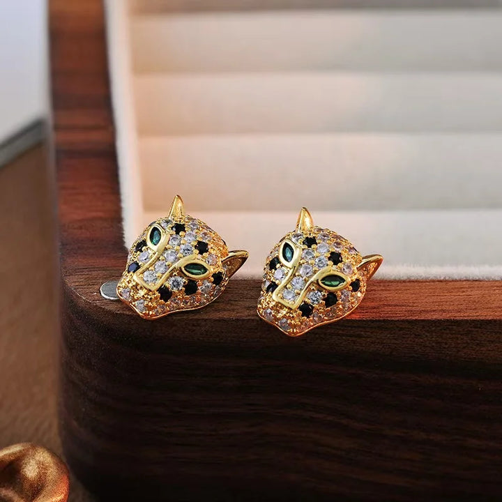 Bunter Leopard Kristall Statement Ohrringe
