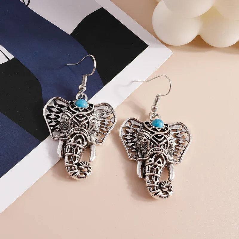 Vintage Elefant Ohrringe in Silber Böhmen
