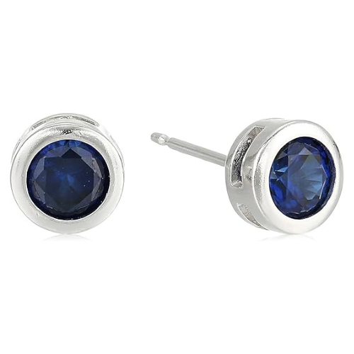 Boucles d'oreilles clous saphir | Or blanc