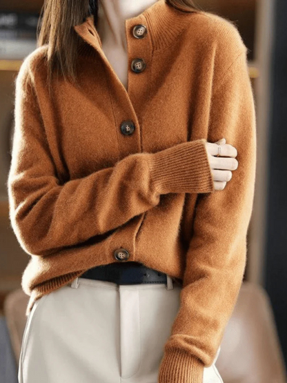 Strickjacke mit Knopfleiste in Caramel - Ansicht 3