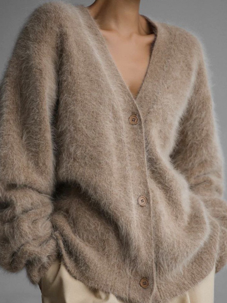 Strickjacke in Beige und Hellgrau - Ansicht 2