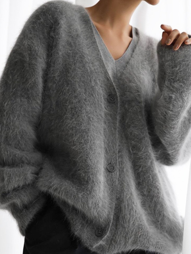 Strickjacke in Beige und Hellgrau - Ansicht 4