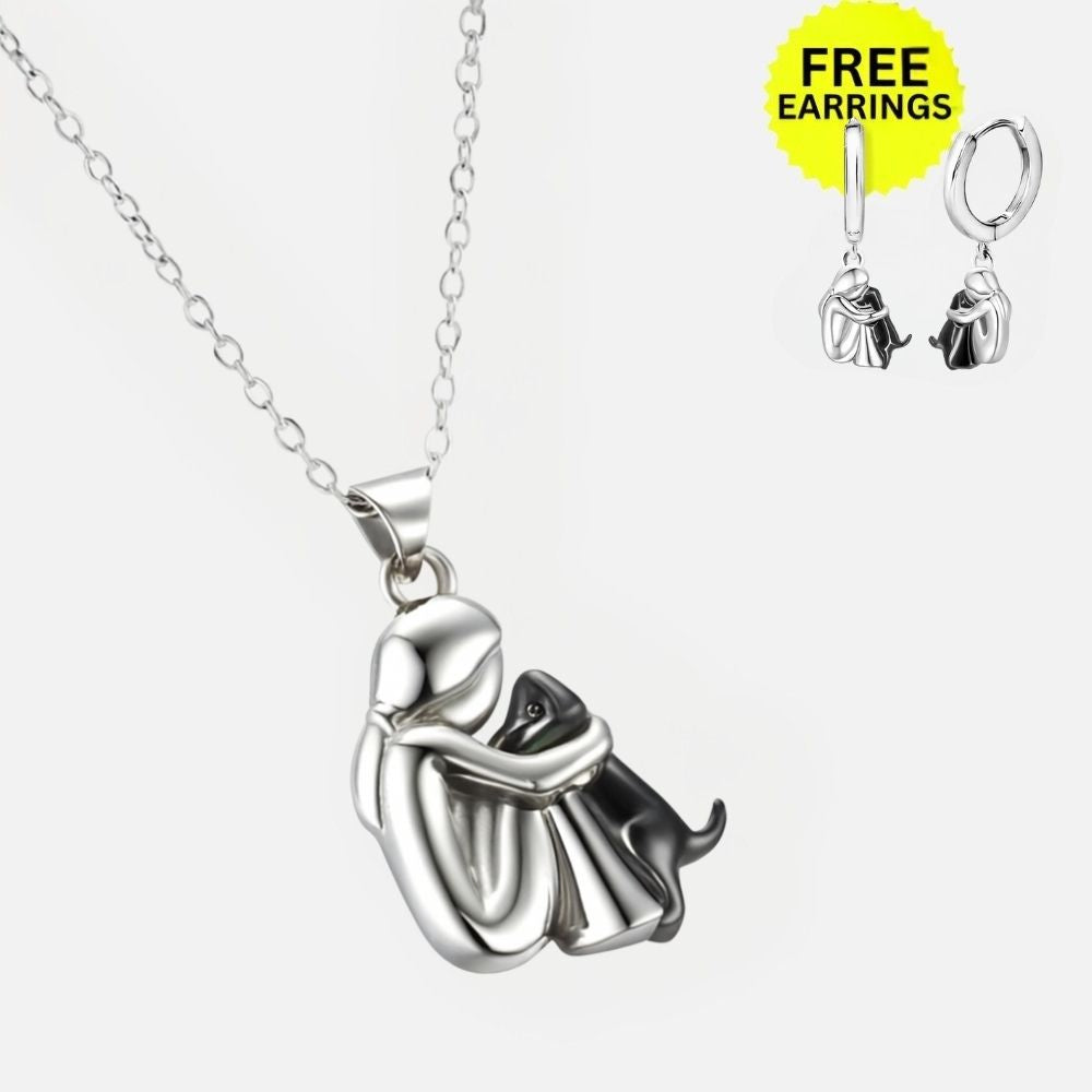 Umarmung Anhänger Halskette mit Ohrringen Geschenk