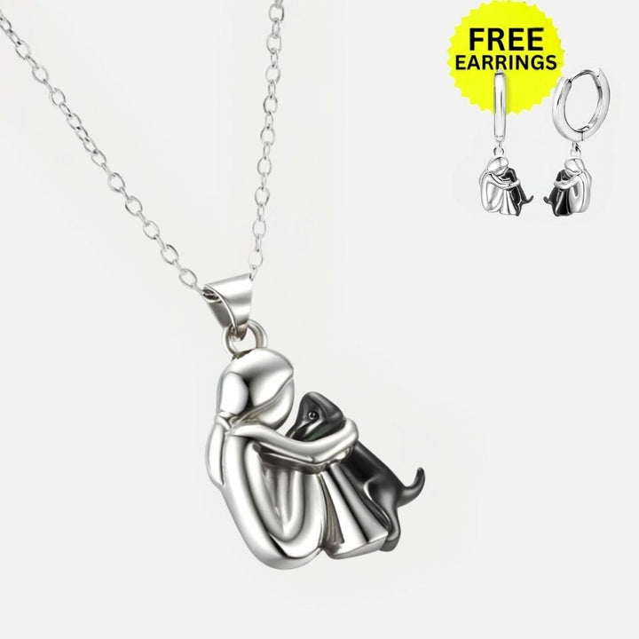 Umarmung Anhänger Halskette mit Ohrringen Geschenk