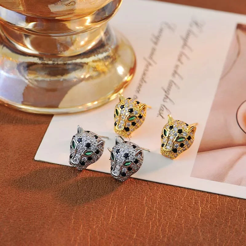 Bunter Leopard Kristall Statement Ohrringe