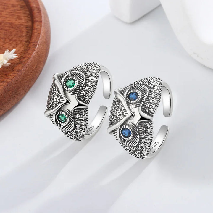 Eulen Ring in Sterlingsilber